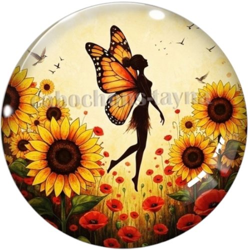 Cabochon fée, cabochon résine, verre rond différente taille