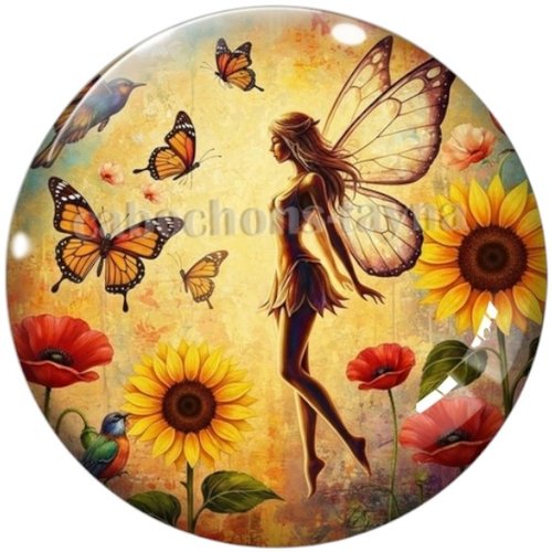 Cabochon fée, cabochon résine, verre rond différente taille