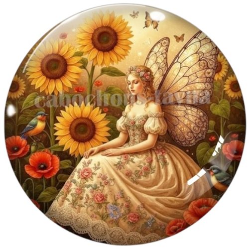 Cabochon fée, cabochon résine, verre rond différente taille