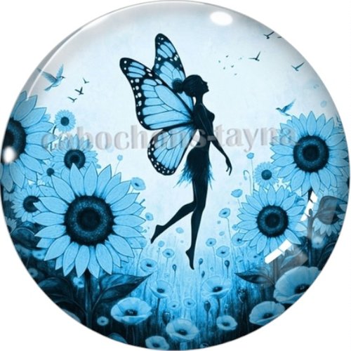 Cabochon fée, cabochon résine, verre rond différente taille