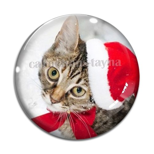 Cabochon chat de noël en résine ou en verre différente taille