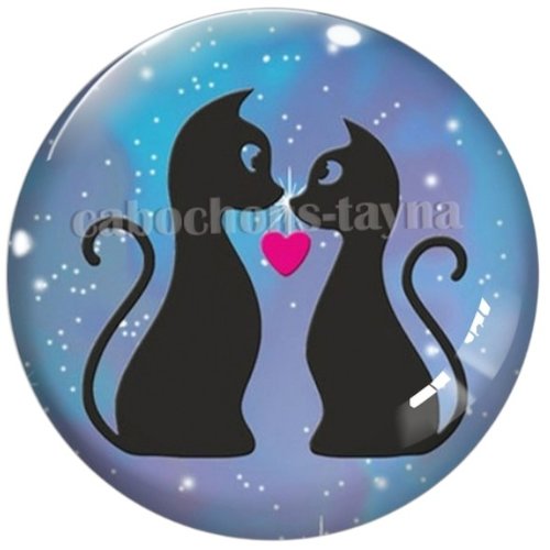 Cabochon chat noir en résine ou en verre différente taille