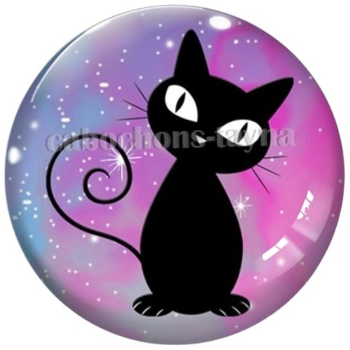 Cabochon chat noir en résine ou en verre différente taille