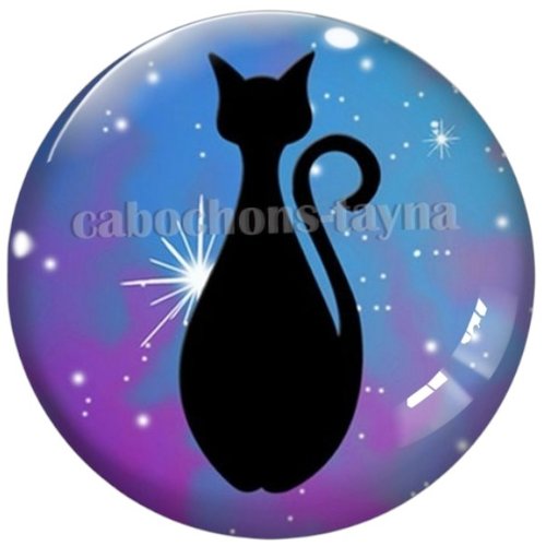 Cabochon chat noir en résine ou en verre différente taille