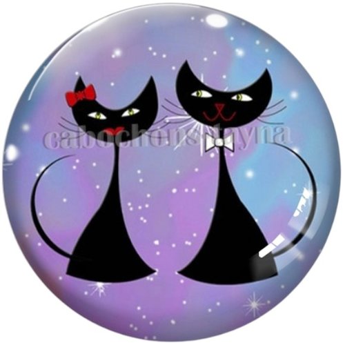 Cabochon chat noir en résine ou en verre différente taille