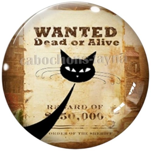 Cabochon chat sheriff, en résine ou en verre différente taille