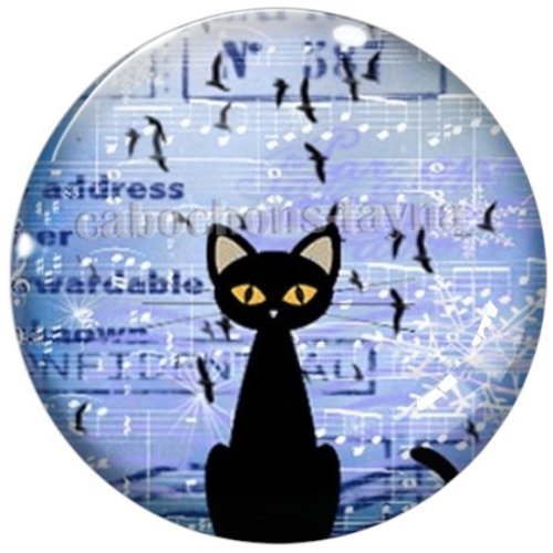 Cabochon chat noir en résine ou en verre différente taille