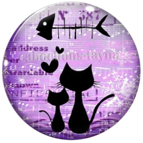 Cabochon chat noir en résine ou en verre différente taille