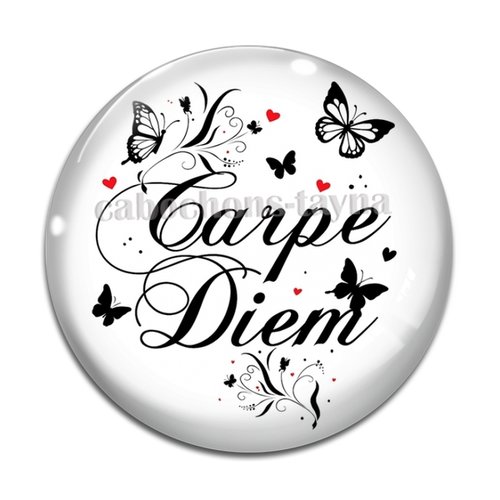 Cabochon carpe diem, cabochon résine ou verre rond différente taille