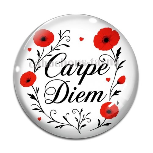 Cabochon carpe diem, cabochon résine ou verre rond différente taille
