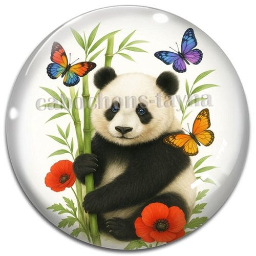 Cabochon panda, cabochon résine ou verre rond différente taille