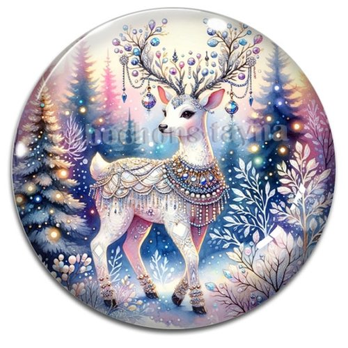 Cabochon cerf de noël, cabochon résine ou verre rond différente taille