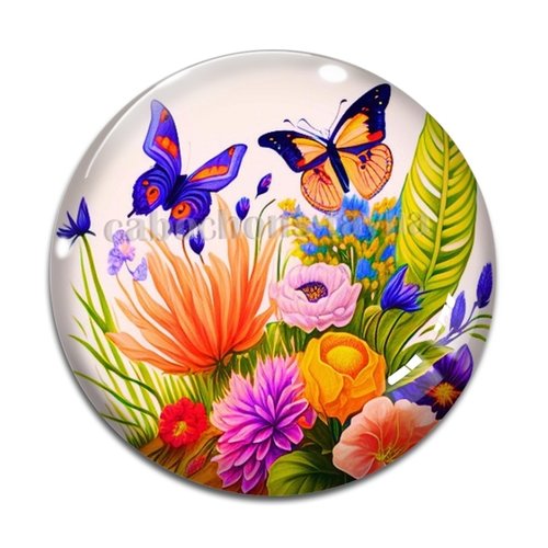 Cabochon fleur, cabochon résine ou verre rond différente taille