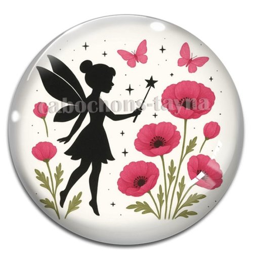 Cabochon fée, cabochon résine, verre rond différente taille