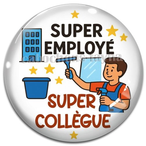 Cabochon super employé, super collègue, cabochon résine, verre rond différente taille
