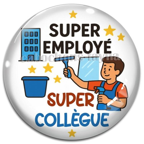 Cabochon super employé, super collègue, cabochon résine, verre rond différente taille