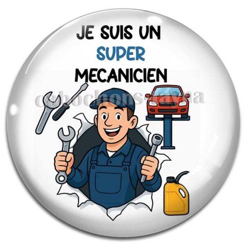 Cabochon super mécanicien– cabochon verre ou résine rond