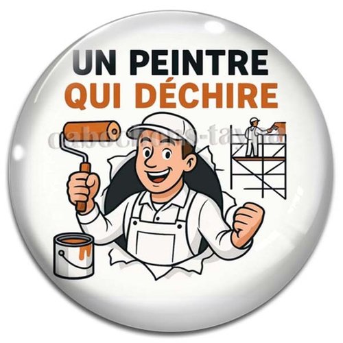 Cabochon un peintre qui déchire– cabochon verre ou résine rond