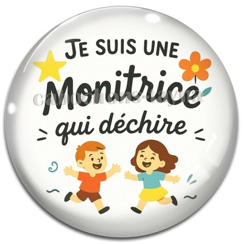 Cabochon monitrice qui déchire– cabochon verre ou résine rond- fourniture bijoux