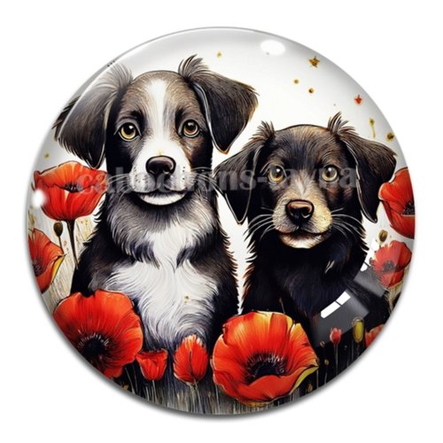 Cabochon chien – résine ou verre – différentes tailles disponibles
