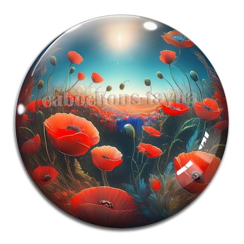 Cabochon coquelicot – résine ou verre – différentes tailles disponibles