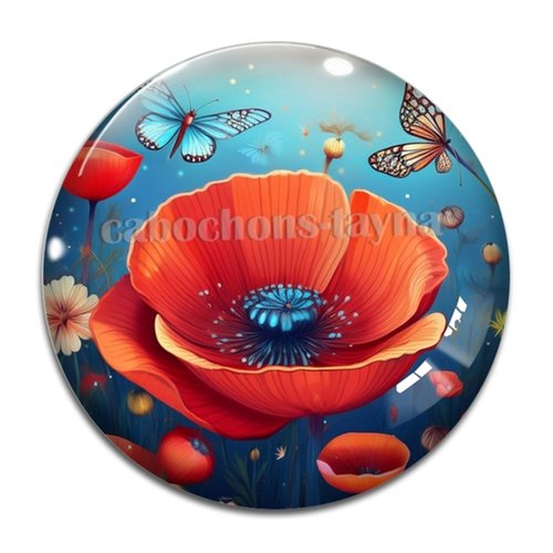 Cabochon coquelicot – résine ou verre – différentes tailles disponibles
