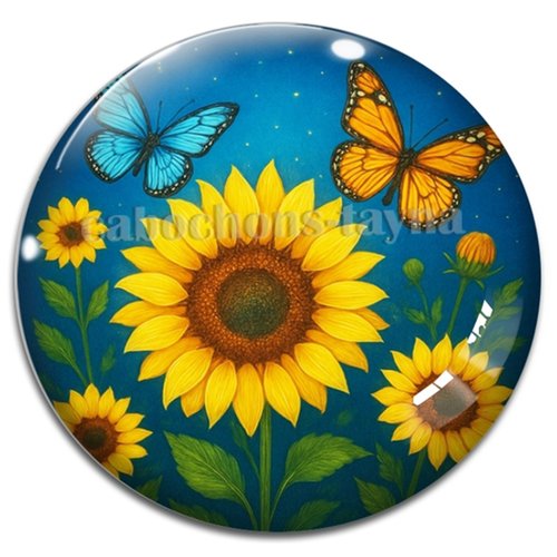 Cabochon tournesol – résine ou verre – différentes tailles disponibles