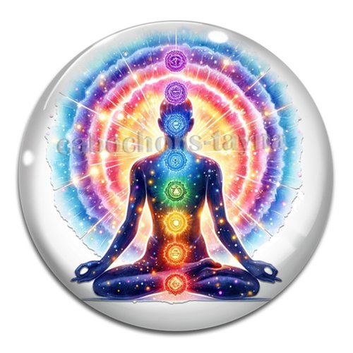 Cabochon yoga méditation chakra – résine ou verre – différentes tailles disponibles
