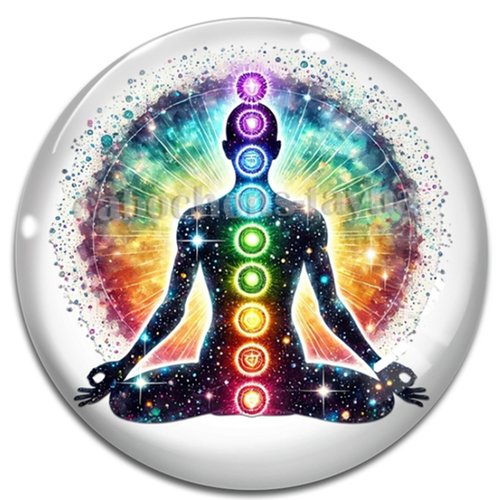 Cabochon yoga méditation chakra – résine ou verre – différentes tailles disponibles