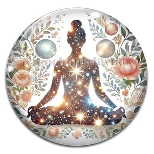 Cabochon yoga méditation – résine ou verre – différentes tailles disponibles