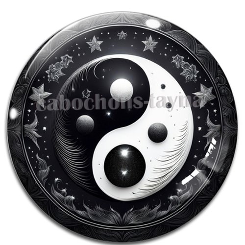 Cabochon yin yang – résine ou verre – différentes tailles disponibles