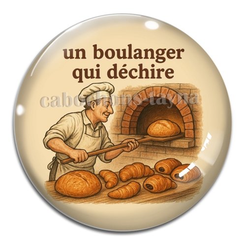 Cabochon un boulanger qui déchire – résine ou verre – différentes tailles disponibles