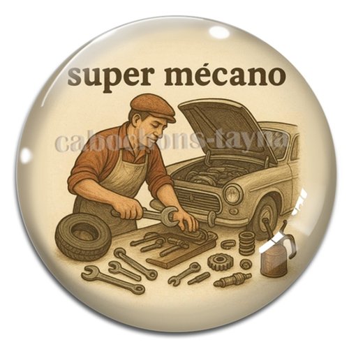 Cabochon super mécano– résine ou verre – différentes tailles disponibles