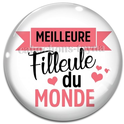 Cabochon meilleure filleule du monde, cabochon résine, verre rond différente taille