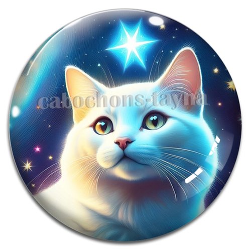 Cabochon chat, cabochon résine, verre rond différente taille