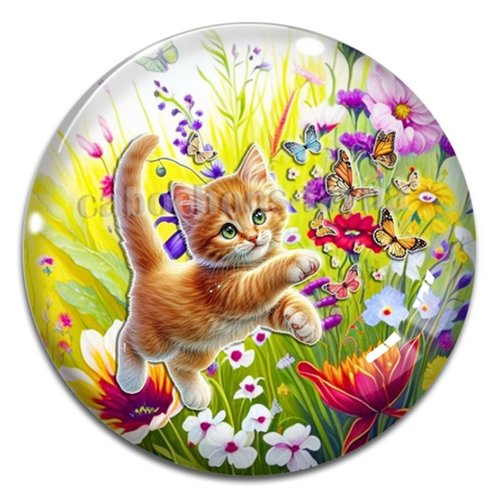 Cabochon chat, cabochon résine, verre rond différente taille