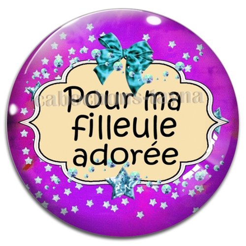 Cabochon pour ma filleule adorée, cabochon résine, verre rond différente taille