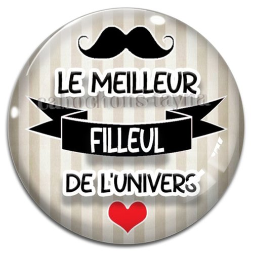 Cabochon le meilleur filleul de l'univers, cabochon résine, verre rond différente taille