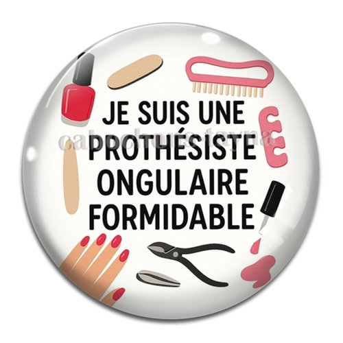 Cabochon je suis une prothésiste ongulaire formidable, cabochon résine, verre rond différente taille