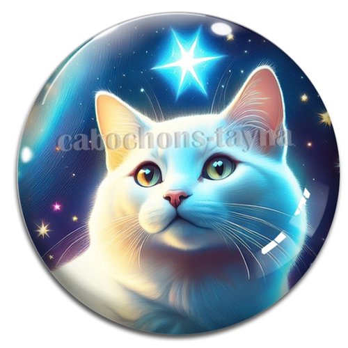 Cabochon chat noir, cabochon résine, verre rond différente taille