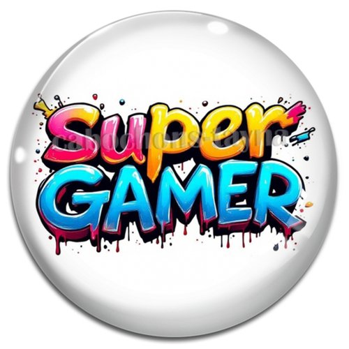 Cabochon super gamer, cabochon résine, verre rond différente taille