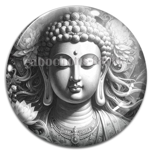 Cabochon méditation bouddha – résine ou verre – différentes tailles disponibles