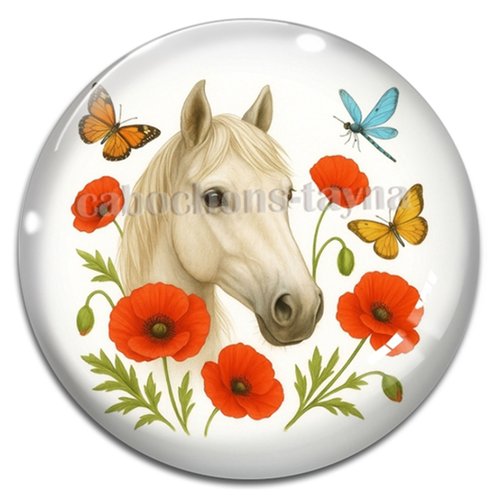 Cabochon cheval, résine ou en verre différente taille