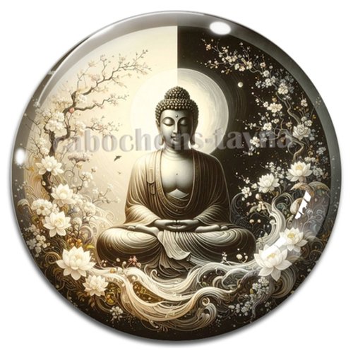 Cabochon méditation bouddha – résine ou verre – différentes tailles disponibles