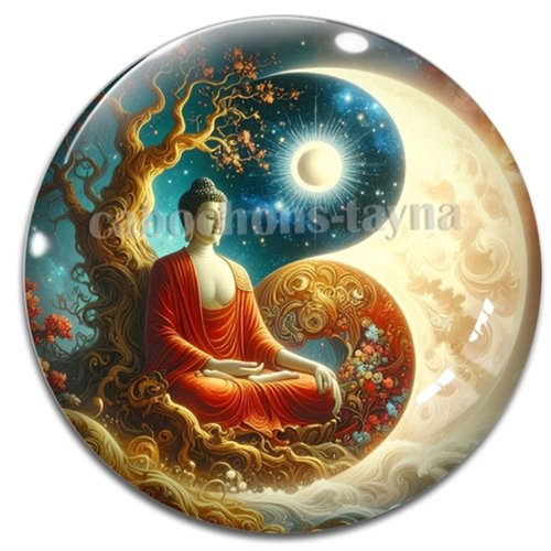 Cabochon méditation bouddha – résine ou verre – différentes tailles disponibles