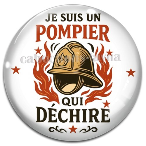 Cabochon pompier qui déchire, cabochon résine, verre rond différente taille