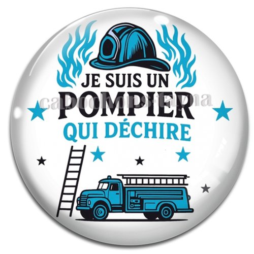 Cabochon pompier qui déchire, cabochon résine, verre rond différente taille