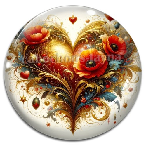 Cabochon coeur, cabochon résine, verre rond différente taille