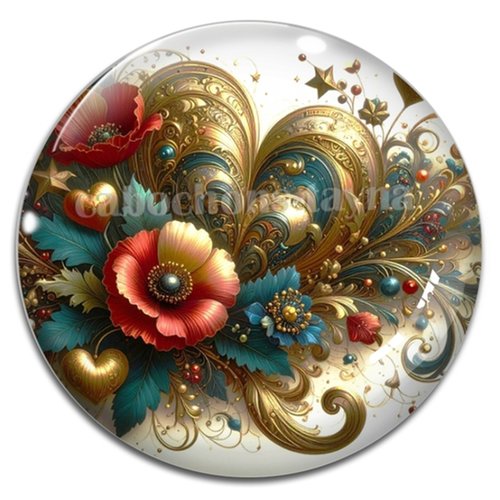 Cabochon coeur, cabochon résine, verre rond différente taille