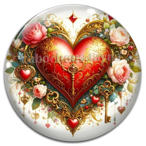 Cabochon coeur, cabochon résine, verre rond différente taille